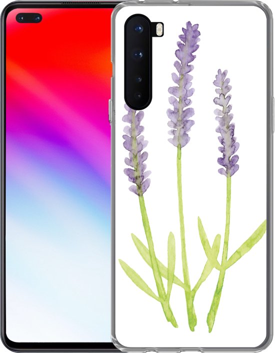 Telefoonhoesje Geschikt voor OnePlus Nord hoesje - Lavendel - Aquarel - Planten - Siliconen Telefoonhoesje Telefoonhoesje