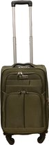 Handbagage reiskoffer met wielen softcase 42 liter - met cijferslot - expender - voorvakken - groen