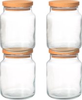 Joy Kitchen set glazen voorraadpotten 290 cc | Set van 4 | houten luchtafsluitende ronde deksels | voorraadpotten glas met deksel | voorraadpotten glas | voorraadpot | keuken voorraad organizer | duurzame hersluitbare voorraadpotten