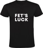 Fet's Luck | Heren T-shirt | Zwart | Wordplay | Woordspeling | Geluk | Boba | Grappig