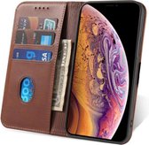 iPhone Xs Hoesje van Leer Donkerbruin - Luxe Lederen iPhone Xs Hoes Met Magnetische Sluiting Donkerbruin - Donkerbruin Leren Bookcase Hoes Met Pashouders Voor iPhone Xs - Smartphonica