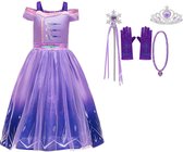 Prinsessenjurk meisje - Elsa jurk - Prinsessen Verkleedkleding  - maat 122/128 (130) - Prinsessenjurk- Elsa Kleed - Verjaardag