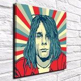 Pop Art Kurt Cobain Canvas - 80 x 80 cm - Canvasprint - Op dennenhouten kader - Geprint Schilderij - Popart Wanddecoratie