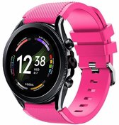 Siliconen Smartwatch bandje - Geschikt voor  Fossil Gen 6 - 44mm siliconen bandje - knalroze - Strap-it Horlogeband / Polsband / Armband