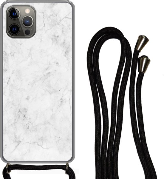 Cordon de téléphone - Chaîne de téléphone - Coque avec cordon iPhone 13 Pro - Marbre - Motifs - Luxe - Siliconen - Bandoulière - Coque de téléphone avec cordon