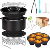 Air Fryer Accessoires 8 Inch 10 Stks voor Gowise Phillips Cozyna Airfryer XL 3.8QT-5.8QT, Extra Gift 4 Stks Barbecue Naald（Black 10PCS）