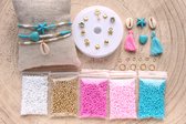 Zelf sieraden maken kralen pakket - Armbandjes - 2mm kraal - Goud, roze, turquoise - Kinderen en volwassenen - DIY
