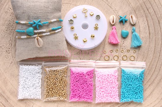 Zelf sieraden maken kralen pakket - Armbandjes - 2mm kraal - Goud, roze,  turquoise -... | bol.com