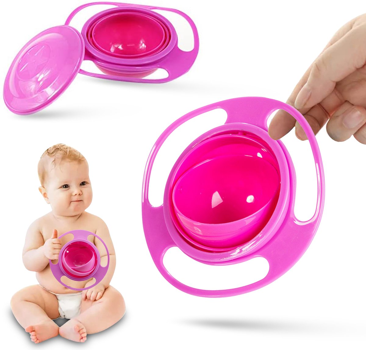 PEACE Babyvoeding kom - Baby kom - Baby bowl - Baby servies - Roze