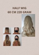 Clip In Extensions - Halve Pruik Dames - Wit Blond - Lang Stijl Haar - Krullen en Stijlen tot 130 graden - Half Wig