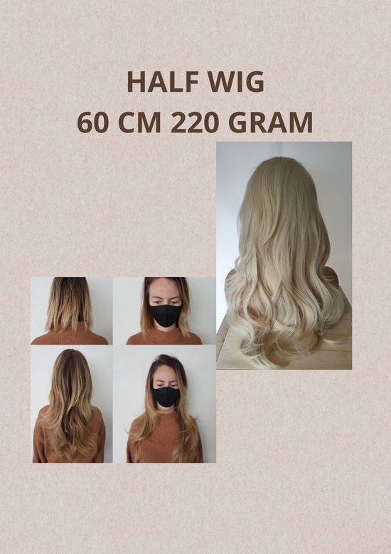 Clip In Extensions Halve Pruik Dames Wit Blond Lang Stijl Haar