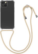kwmobile telefoonhoesje compatibel met Apple iPhone 13 mini - Hoesje met koord - Back cover in transparant / goud