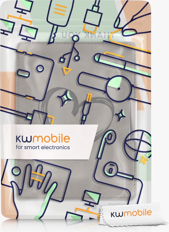 kwmobile e-reader hoesje geschikt voor Kobo Aura H2O Edition 1 hoes - Ereader flip case met standaard - Kunstleren e reader cover - Brushed Hart design in grijs van Merkloos — afbeelding 2