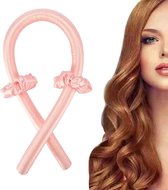 SOHO Heatless Curls Roze - Haarkrullen - Krullen zonder hitte - Satijnen haarkruller - Met 2 Scrunchies en een Haarclip