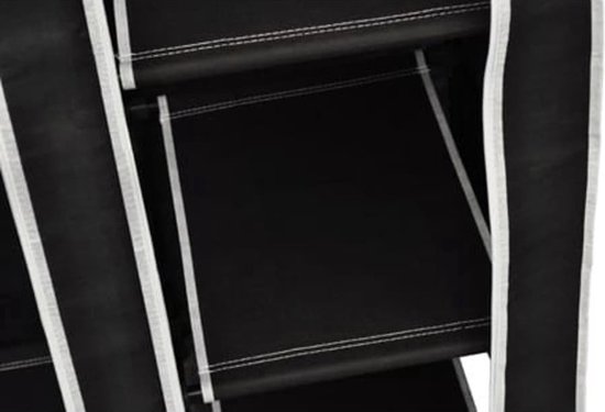 KM3Z XL opvouwbare kledingkast - Metalen frame met 140KG draagkracht - Stoffen garderobekast - 5 opslag planken en 1 ophangstang - Ruimtebesparende kleerkast - Zwart - 110x45x175CM — afbeelding 3