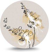 Maison de France - MDF Rond schilderij wall-art - scandic flowers 30 - mdf - 50 cm