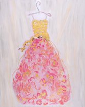 Maison de France - Canvas Olieverf schilderij - pink dress - olieverf - 100 × 125 cm