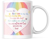 Valentijn Mok met tekst: you are the rainbow in my sky | Valentijn cadeau | Valentijn decoratie | Grappige Cadeaus | Koffiemok | Koffiebeker | Theemok | Theebeker