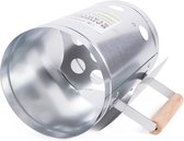 BBQ Collection Houtskoolstarter - BBQ Starter voor Houtskool en Briketten - 27 x 16 CM - Brikettenstarter - Snel de Barbecue Aansteken - Hittebestendig Handvat - Metaal - Zilver