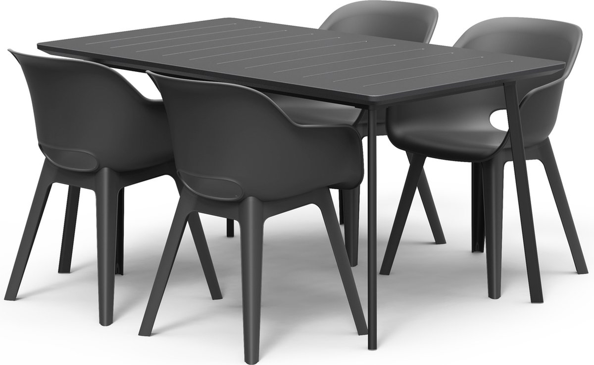 Table de jardin Keter Metalea avec 4 Chaises Akola 146x87x75cm