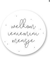 Sluitsticker Groot Welkom Ieniemini Mensje  – Sluitzegel – Kadosticker | 24 stuks | Zwart – Wit - Handschrift | Verrassen - Zwangerschap | Geboorte  – Geboortekaart – Jongen/Meisje