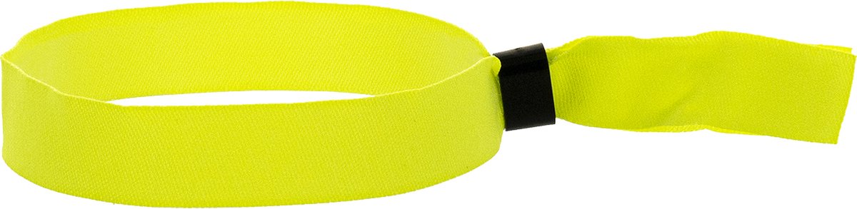 Polsbandjes - Festival bandjes - Textiel - Geweven - Geel met zwarte plastic schuifsluiting - 50 stuks