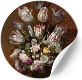 Behangcirkel Stilleven met Bloemen | Hans Bollongier - 120 cm - Zelfklevende decoratiefolie - Muursticker Oude Meesters & Bloemen