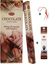 Doos met 120 stokjes - Wierook - Wierookstokjes - Incense sticks - Chocolade - Chocolate + 5 mini wierookstokjes + Gelukspoppetje