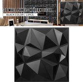 50x50cm - 3D Wandpaneel - Zelfklevende Tegel - Zwart - 13Pcs Tegels - PVC Muur Decoratieve