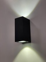 Lura Life - Design Wandlamp Rechthoekige Kubus - LED - Zwart - 3000K Warm wit - IP65 Waterdicht - Geschikt voor binnen & buiten