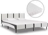 Decoways - Bed met matras kunstleer wit en zwart 180x200 cm