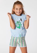 Woody pyjama meisjes - krokodil - blauw - 221-1-BST-S/816 - maat M