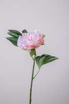 Kunstbloem - set van 2 - Pioenroos - decoratieve tak -  45 cm - roze