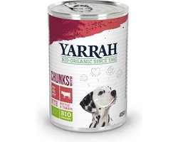 Yarrah Dog Blik Brokjes Vlees In Saus - Rund - Hondenvoer - 12 x 405 g NL-BIO-01