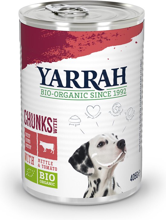 Yarrah Dog Blik Brokjes Vlees In Saus - Rund - Hondenvoer - 12 x 405 g