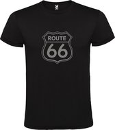 Zwart t-shirt met 'Route 66' print Zilver size 5XL