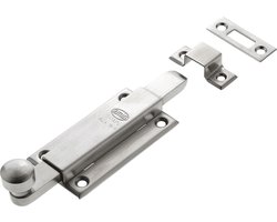 AMIG Poortgrendel – 150mm – RVS AISI 304 - Professionele Kwaliteit - Schuifslot - Schuifgrendel - Schuifslot voor Deur - Grendel - Rolschuif - Plaatgrendel - Voor Buiten en Binnen