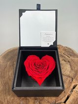 Longlife Roos 'hart' in giftbox | Eeuwige Roos voor Eeuwige Liefde | Uniek Cadeau | 10,5x7,5x11 CM | Prachtige Roos om te zien