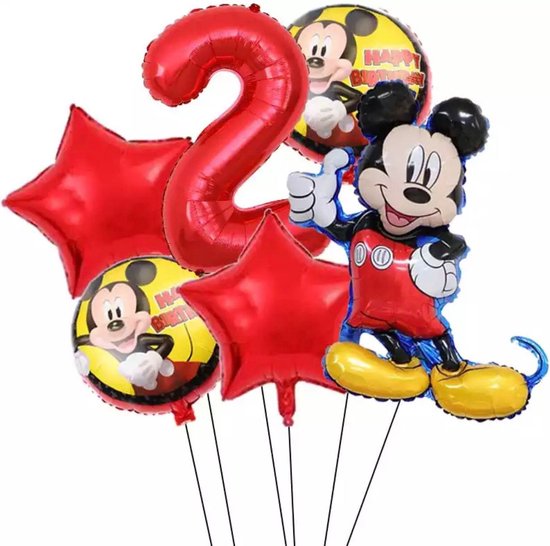 Disney Mikey Folie Ballonnen Set Mickey Mouse Ballon 6 stuks Verjaardagsfeestje Decoratie -2 jaar