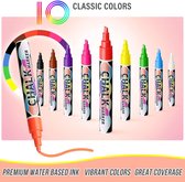 BOTC 10 kleuren vloeibare krijtstift - Liquid Chalk Marker - 6MM - Omkeerbare Tip Droog & Nat Wissen - Vensterglas