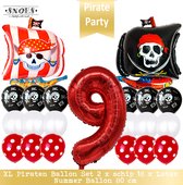 Cijfer Ballon Hoera 9 Jaar * Snoes * Piraten Thema * Piratenschip * Thema Pakket * Verjaardag Kinderverjaardag * Verjaardagfeest * Decoratie Ballonnen nummer 9 * 9 Jaar