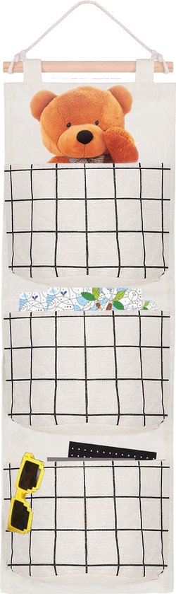 Organisateur suspendu Springos | Rangement suspendu | Accessoires de vêtements pour bébé de chambre d'enfants | 3 sacs | Beige
