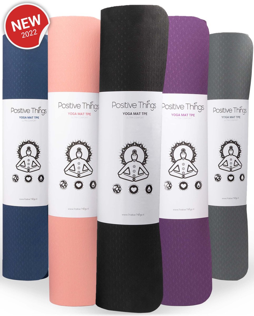 Yoga Mat Sportmat Fitnessmat Antislip Duurzaam Met Yoga lessen - Zwart