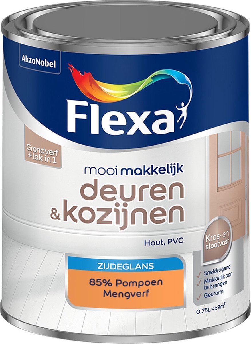 Flexa Mooi Makkelijk Verf - Deuren en Kozijnen - Mengkleur - 85% Pompoen - 750 ml