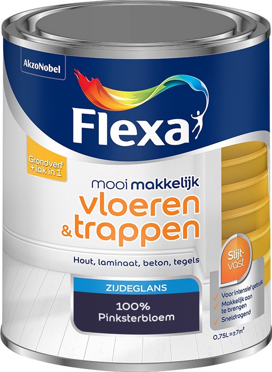 Flexa Mooi Makkelijk Verf - Vloeren en Trappen - Mengkleur - 100% Pinksterbloem - 750 ml