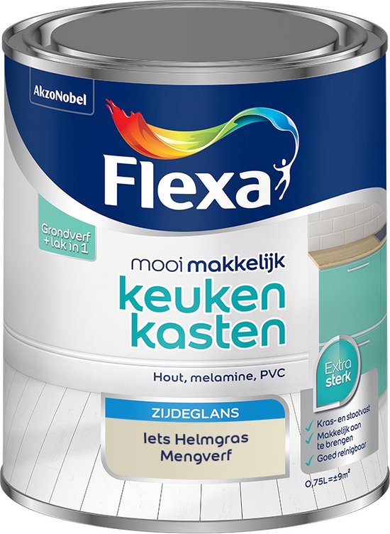 Foto: Flexa mooi makkelijk verf keukenkasten mengkleur iets helmgras 750 ml