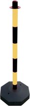 2 Stuks Kunststof paal voor ketting Geel - Zwart | 90 cm hoog - kunststof voet | Bevestigen afzetlinten - Kettingen - Tape | Barrière - Afzetting | Veiligheid - Verkeer | De Veiligheids-winkel