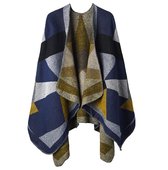 Merkloos - Warme Poncho Sjaal Wrap - 135-160 cm Open Front Cape - Voor frisse avonden - Winddicht - Gebreide Wollen Jas Deken - Cape Sjaal - Oversized Deken - Omkeerbare Sjaal - vo