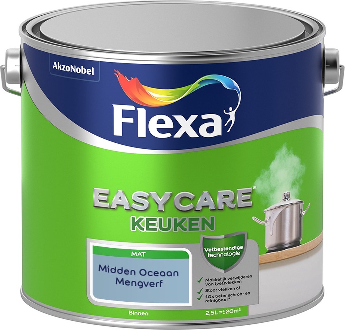 Flexa Easycare Muurverf - Keuken - Mat - Mengkleur - Midden Oceaan - 2,5 liter