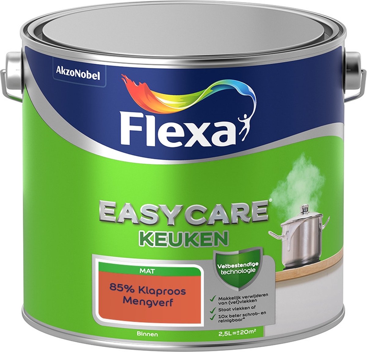 Flexa Easycare Muurverf - Keuken - Mat - Mengkleur - 85% Klaproos - 2,5 liter
